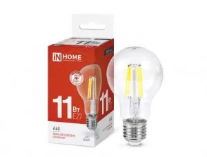 Лампа inHome deco шар А60 11W Е27 4000К филамент