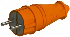 Вилка каучук NE-AD 16А IP41 с/з прямая оранжевая (Турция)