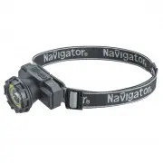 Фонарь Navigator NPT-H42-ACCU, налобный, 1Led 1W, 1Cob 3W, 5реж