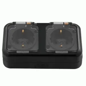 Bylectrica Пралеска Аква Розетка 2-м с/з IP54, черная с крышками
