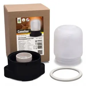 Свет-к НБП-400 60W 125° IP54 стекло, черное основание. Camelion 1501