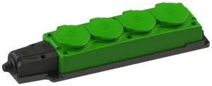 Колодка каучук NE-AD 4 гн. черно-зеленая с заглушками 16А IP44 (Турция)