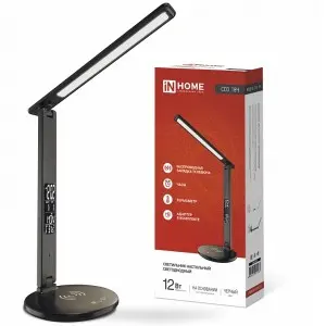 Свет-к ASD/inHome 12W св/д, сенсор, часы, термометр, беспров.зарядка смартфона с технологиейQi