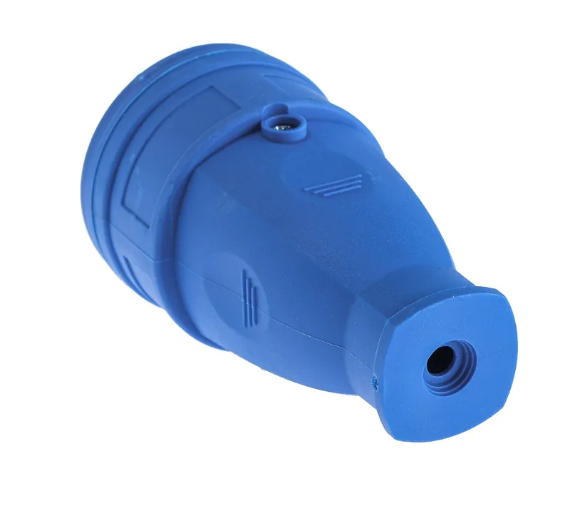 Гнездо каучук с крышкой 16А с/з черное/синее IP44 16-005