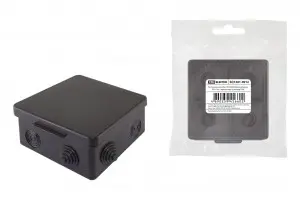 Коробка для ОП черная 80х80х50 IP54 7 вводов, откидн.крышка TDM