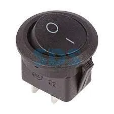 Выкл 1-клавишный круглый micro 3А 2с ON-OFF черный