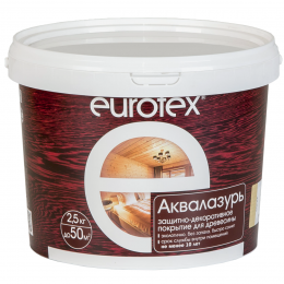 Лак акриловый 2,5кг EUROTEX  АКВАЛАЗУРЬ п/гл в ассорт