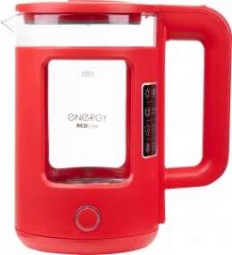 Чайник Energy 1,5л 1500W диск, стекло, подсветка, красный. Е-256