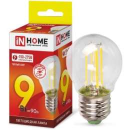 Лампа inHome deco шарик P45 9W Е27 3000К филамент