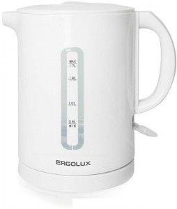 Чайник Ergolux 1,7л 2300W белый, пластик, спираль ELX-KH01-C01